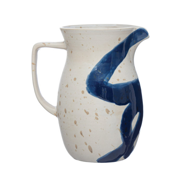 1-1/2 Quart Hand-Painted Stoneware Pitcher (Each One Will Vary)